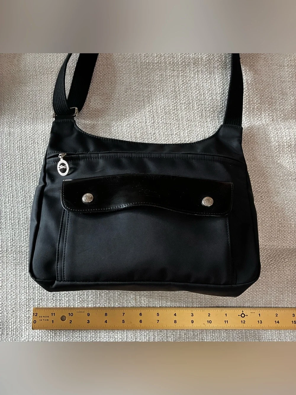 Longchamp Planetes black nylon and leather unisex crossbody & messenger bag